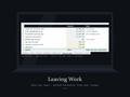 The Leaving Work workbook open on a laptop